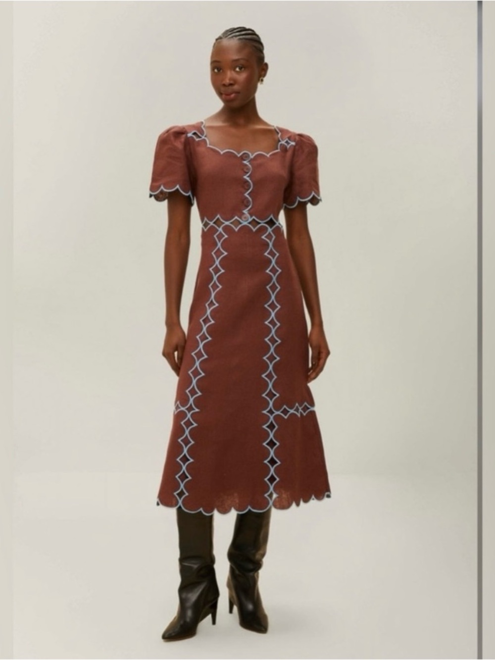 NWT Farm Rio Brown Short Sleeve Dress